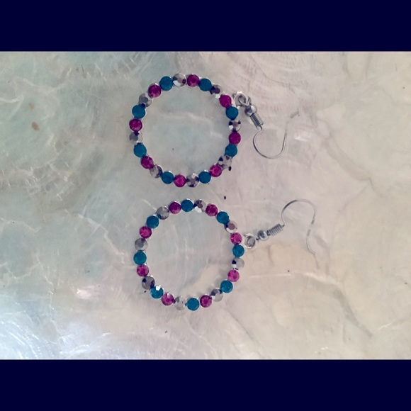 Multi colored bling and fish hook earrings 💕 - Picture 3 of 3